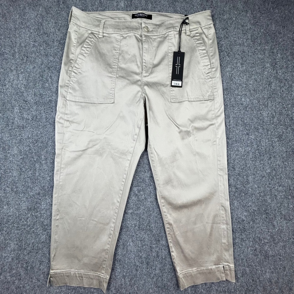 Liverpool Trey Crop Skinny Capri Trouser Womens 18W Tan Stone Island Patch Pants